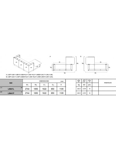 Banque d'accueil lumineuse version angle Linea avec accès bas en retour - MDD