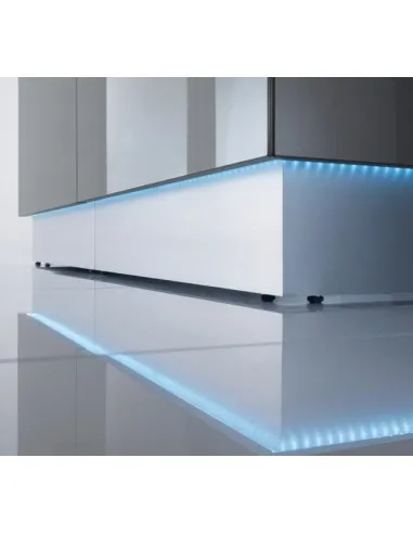 Banque d'accueil lumineuse version angle Linea avec accès bas en retour - MDD