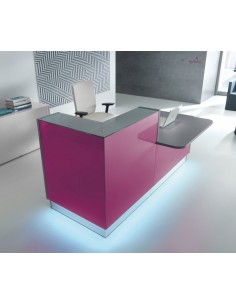 Banque d'accueil compacte Linea avec accès PMR sur le côté, version couleur - MDD