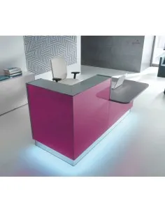 Banque d'accueil compacte Linea avec accès PMR sur le côté, version couleur - MDD