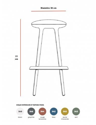 dimensions tabouret haut avec pieds en bois et repose pieds esmou TOP