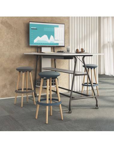 tabouret haut avec pieds en bois et repose pieds esmou TOP