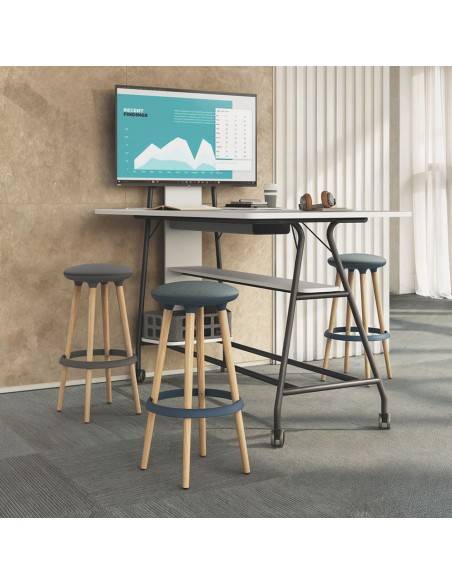 tabouret haut avec pieds en bois et repose pieds esmou TOP