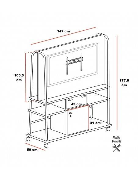 dimensions chevalet de conférence mobile Esmou Mobel Linea