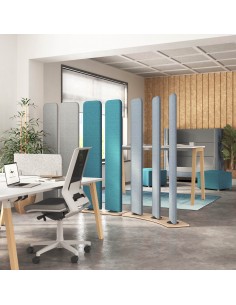 Claustra de séparation open space acoustique à 3 volets orientables finition tissu Nut Mobel Linea