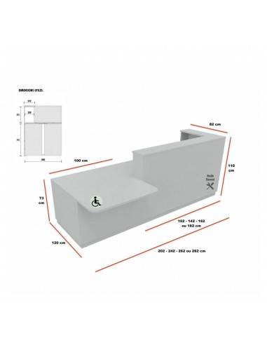 dimensions Comptoir de reception avec acces PMR a droite version economique