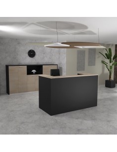 banque accueil delta mobel linea coloris noir avec dessus acacia clair