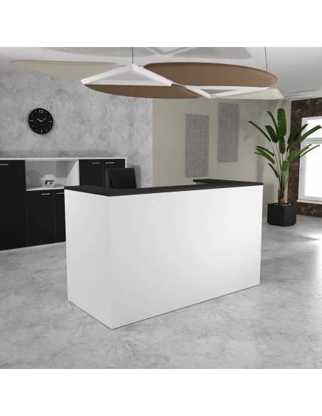 banque d'accueil bicolore blanche avec dessus noir modèle Delta Mobel Linea, fabrication espagnole
