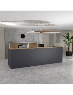 banque d'accueil 2 personnes delta mobel linea coloris anthracite dessus chêne veiné