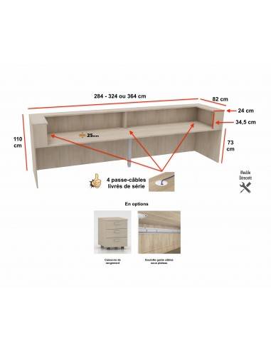 dimensions banque d'accueil 2 personnes delta mobel linea