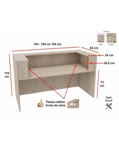 Dimensions banque accueil pas chère delta mobel linea avec bi-tons