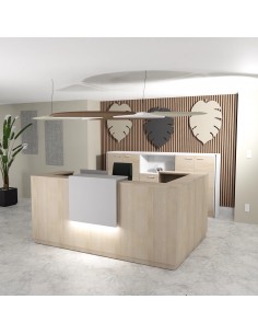 banque d'accueil lumineuse avec retour à droite delta mobellinea coloris acacia clair