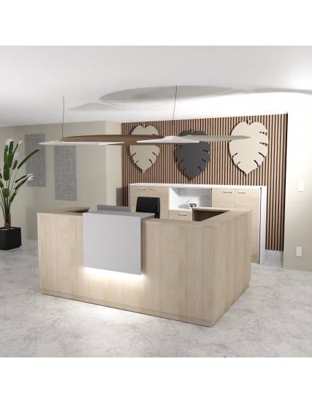 banque d'accueil lumineuse avec retour à droite delta mobellinea coloris acacia clair