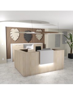 banque d'accueil lumineuse avec retour à gauche delta mobellinea coloris acacia clair