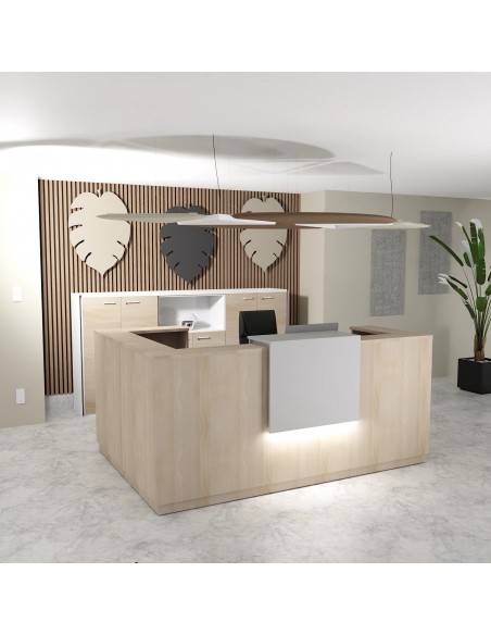 banque d'accueil lumineuse avec retour à gauche delta mobellinea coloris acacia clair