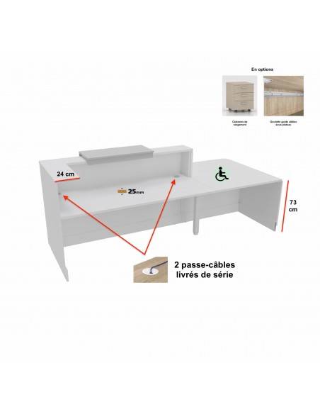 vue arriere banque d'accueil droite Delta mobel linea avec PMR à droite, rehausse