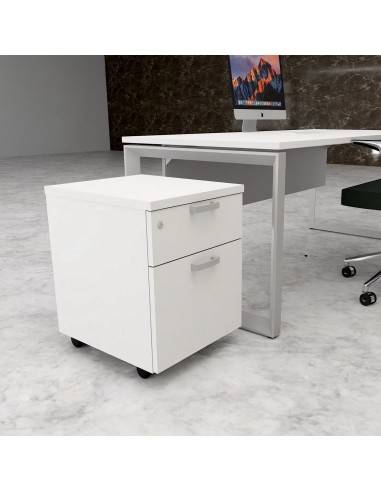 caisson sur roulettes avec tiroirs pour dossiers suspendus mobel linea coloris blanc