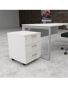 Caisson sur roulettes 3 tiroirs classiques mobel linea coloris blanc