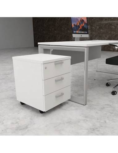 Caisson sur roulettes 3 tiroirs classiques mobel linea coloris blanc