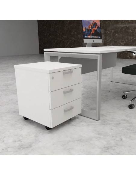 Caisson sur roulettes 3 tiroirs classiques mobel linea coloris blanc