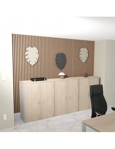 armoire mi-haute à portes battantes avec serrure hauteur 120 cm mobel linea coloris acacia clair