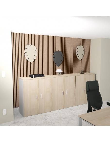 armoire mi-haute à portes battantes avec serrure hauteur 120 cm mobel linea coloris acacia clair