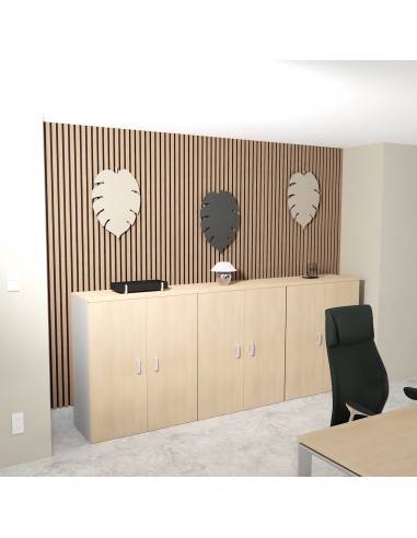 armoire mi-haute à portes battantes avec serrure hauteur 120 cm mobel linea coloris chêne moyen