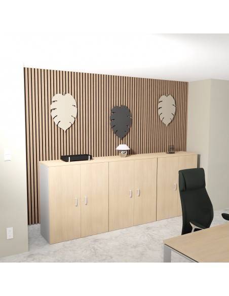 armoire mi-haute à portes battantes avec serrure hauteur 120 cm mobel linea coloris chêne moyen