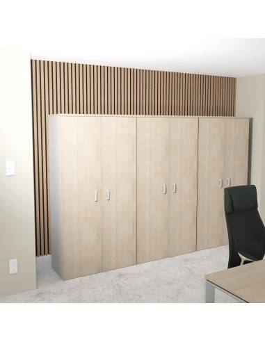 armoire de rangement pour bureau haute de 197 cm avec portes et serrure mobel linea coloris acacia clair