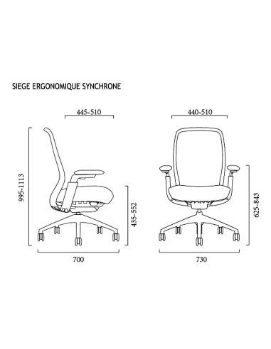 dimensions fauteuil ergonomique iris act mobilier