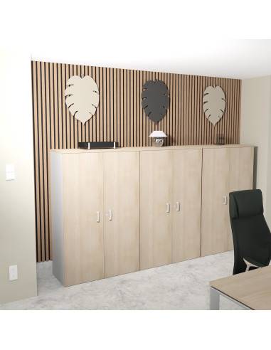 armoire de bureau avec portes battantes de 159 cm de hauteur mobel linea coloris acacia clair