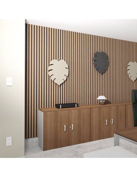 armoire de bureau avec portes battantes de 82cm de hauteur mobel linea coloris acacia foncé