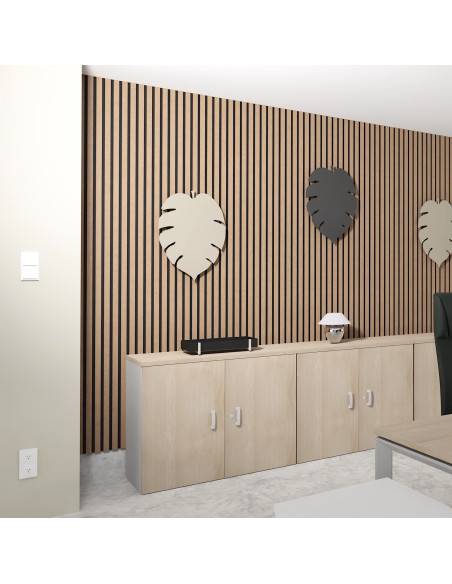 armoire de bureau avec portes battantes de 82cm de hauteur mobel linea coloris acacia clair