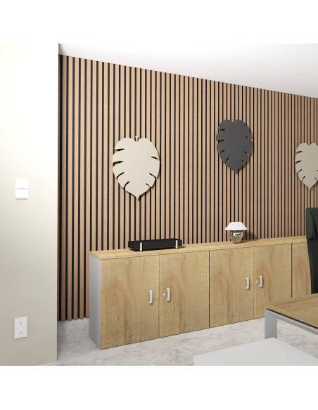 armoire de bureau avec portes battantes de 82cm de hauteur mobel linea coloris chêne veiné