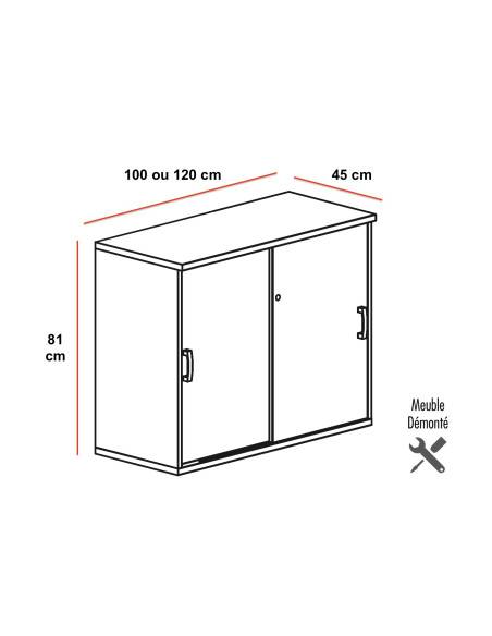 dimensions armoire basse portes coulissantes mobellinea