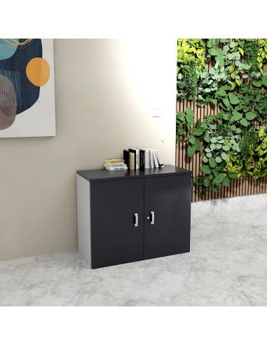 photo armoire 81 cm mur coloris anthracite et gris alu