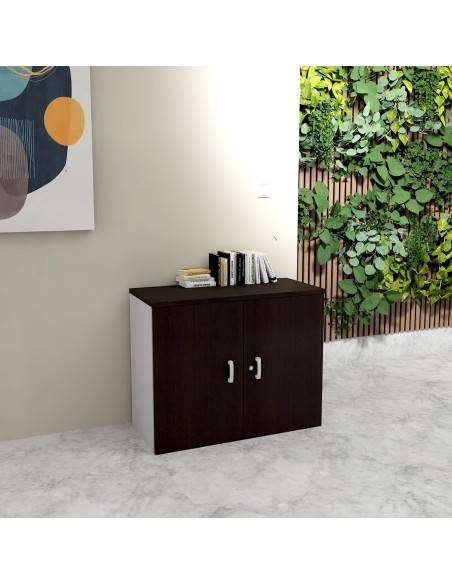 photo armoire 81 cm mur coloris wenge et gris alu