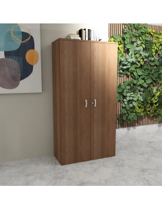 armoire de bureau hauteur 197 cm portes battantes coloris acacia fonce