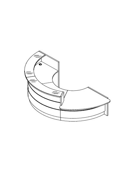 Banque d’accueil courbe avec façade de couleur modèle Valde - MDD
