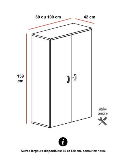 dimensions armoire de bureau professionnelle mobel linea hauteur 159 cm avec portes battantes