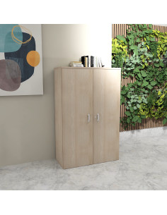 armoire de bureau à portes battantes mobel linea hauteur 159 cm mur coloris acacia clair