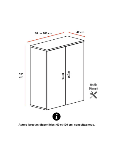 dimensions armoire de bureau a portes battantes hauteur 121 cm de chez mobel Linea