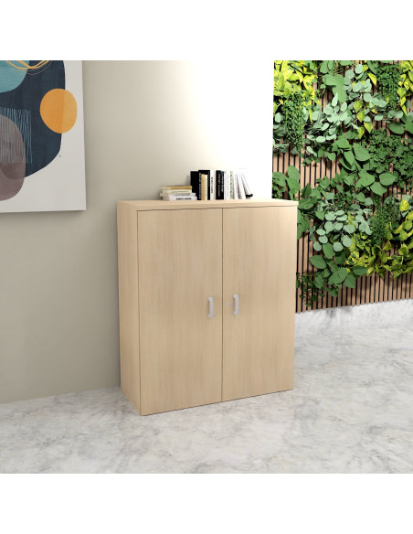 armoire de bureau a portes battantes hauteur 121cm mobel inea coloris chene