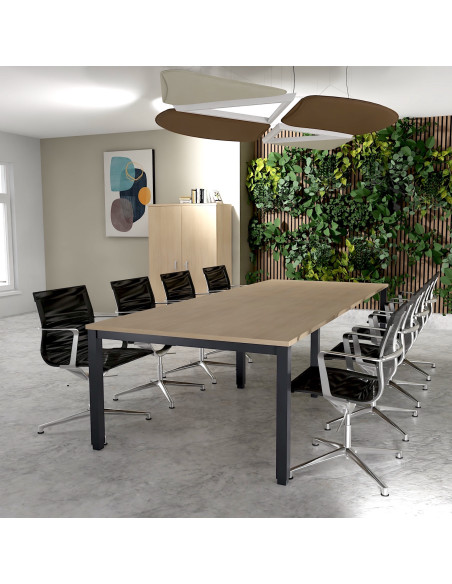 table de reunion rectangulaire 300 cm tempo mobel linea coloris plateau chene pieds gris anhracite