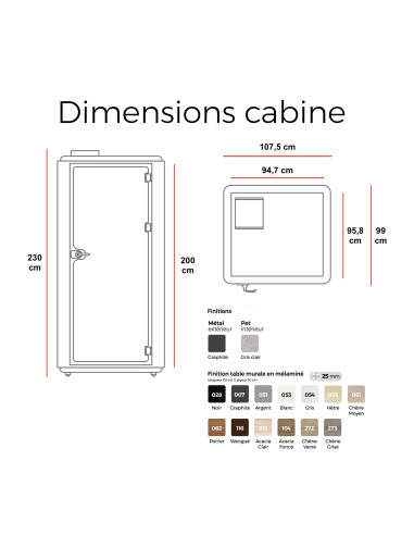 dimensions cabine acoustiques 1 personne domum de mobel linea