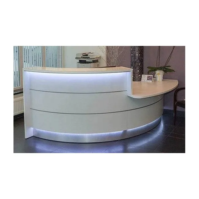 Banque d'accueil lumineuse Valde version courbe avec partie haute et partie basse - MDD