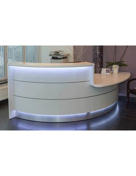 Banque d'accueil lumineuse Valde version courbe avec partie haute et partie basse - MDD