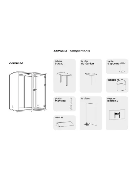 complements disponibles pour cabine acoustique 2 personnes domus M mobellinea