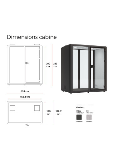 dimensions cabine acoustique domus M 2 personnes mobel linea
