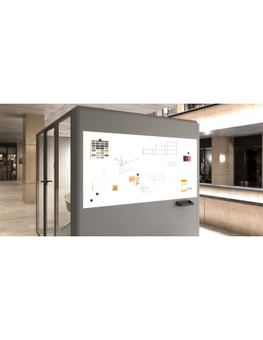option tableau blanc sur cabine acoustique domus de chez mobel linea